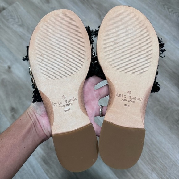 Kate Spade Solaina Fringe Slides Sandals Beaded Black 6.5 - Picture 5 of 5